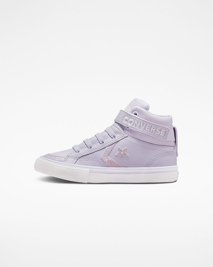 Girls' Converse Pro Blaze Strap Easy-On Glitter High Top Shoes Purple / Purple | AU 48601U